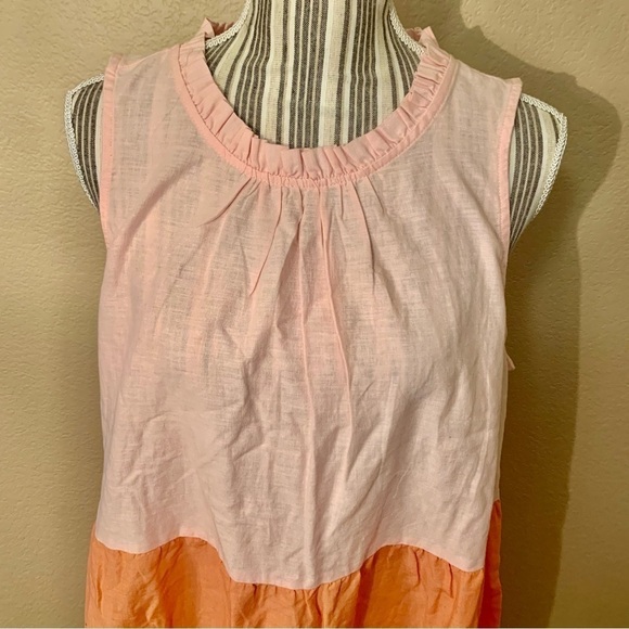 NWT St. John’s Bay Dress Petite Large (PL) Mini Ruffled Orange Pink Sleeveless - Picture 2 of 14